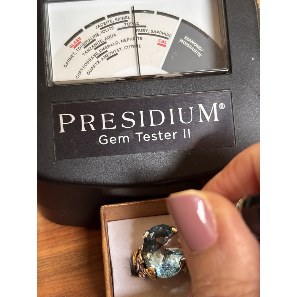 Barbara Bixby 18K Gold & Sterling Silver Blue Topaz Vine Leaf Ring Size 7 - Picture 8 of 15